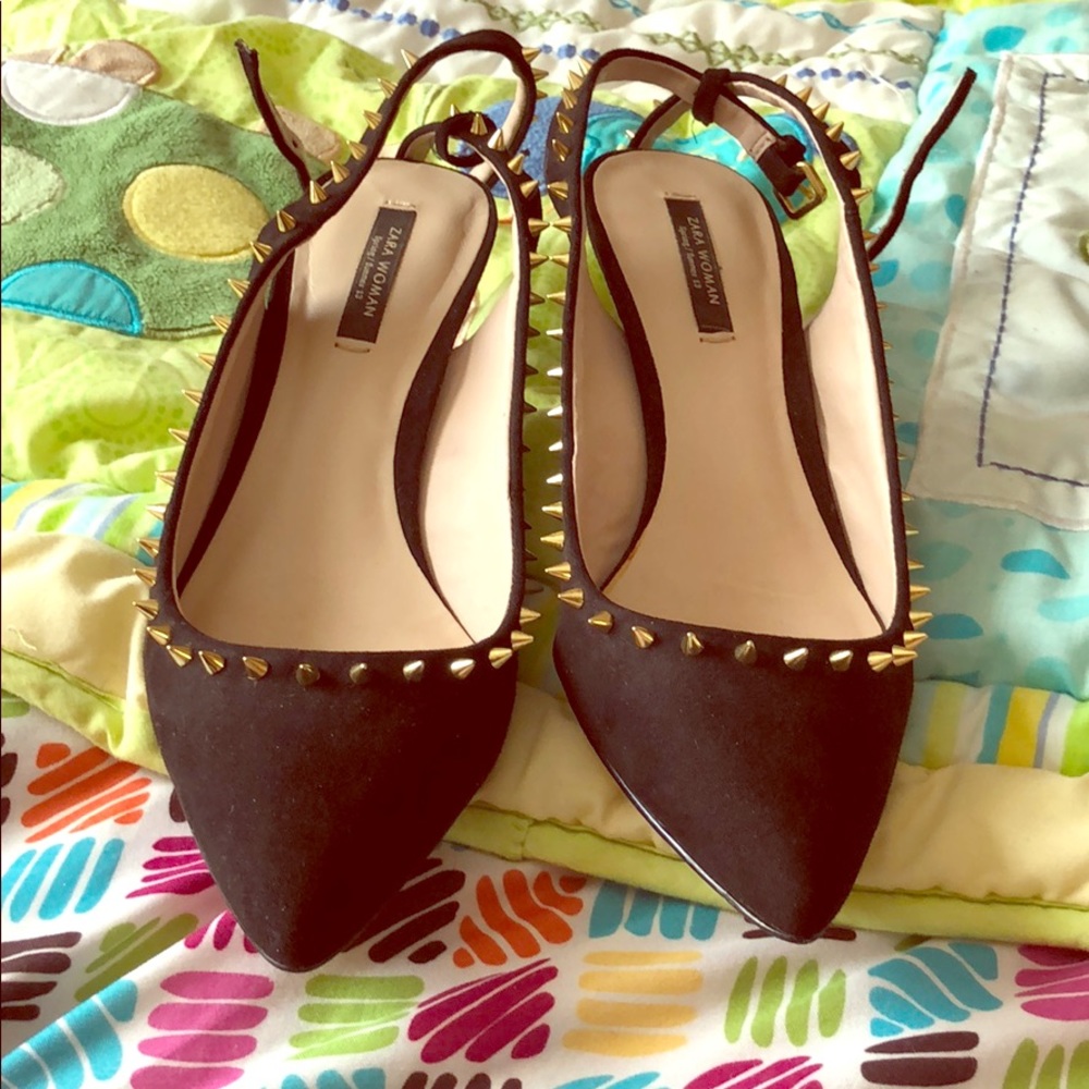 Zara women kitten heels (studded spikes)